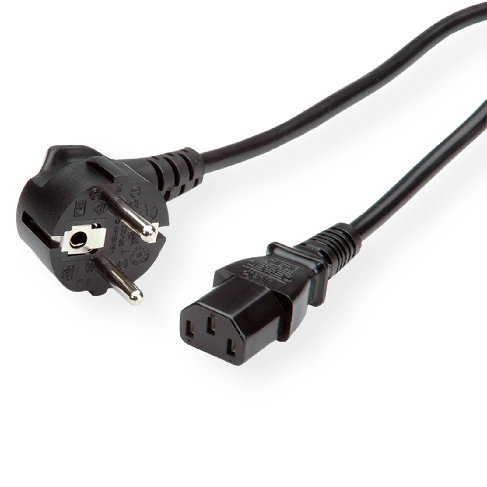 Netzkabel, gerade IEC-Buchse, schwarz, 0,8 m