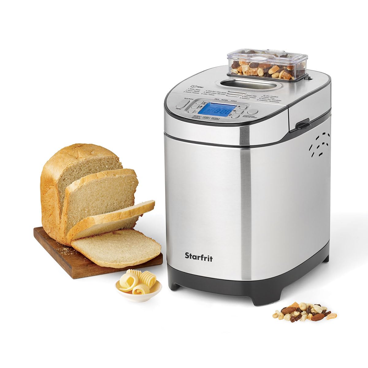 Starfrit Electric Bread Maker - 2lb Loafs - Non-Stick Removable Pan - Automatic Nut Dispenser - 13 Preset Programs - 550W image 1