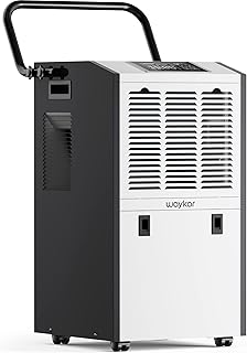 Waykar 155 Pints Commercial Dehumidifier with Drain Hose Industrial Dehumidifier with a 1.32 Gallons Water Tank in Large Space up to 8000 Sq. Ft for Warehouse Basements Whole House Moisture Remove
