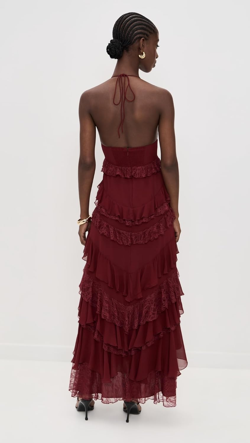 alice + olivia Women's Liana V Neck Ruffle Maxi Dress - Image 3