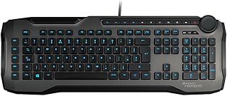 ROCCAT Horde - Membranical Gaming Keyboard, blue LED Illumination, improved island key layout, Quick-fire macro keys, configurable Tuning Wheel, USB, Grey,ROC-12-302-GY