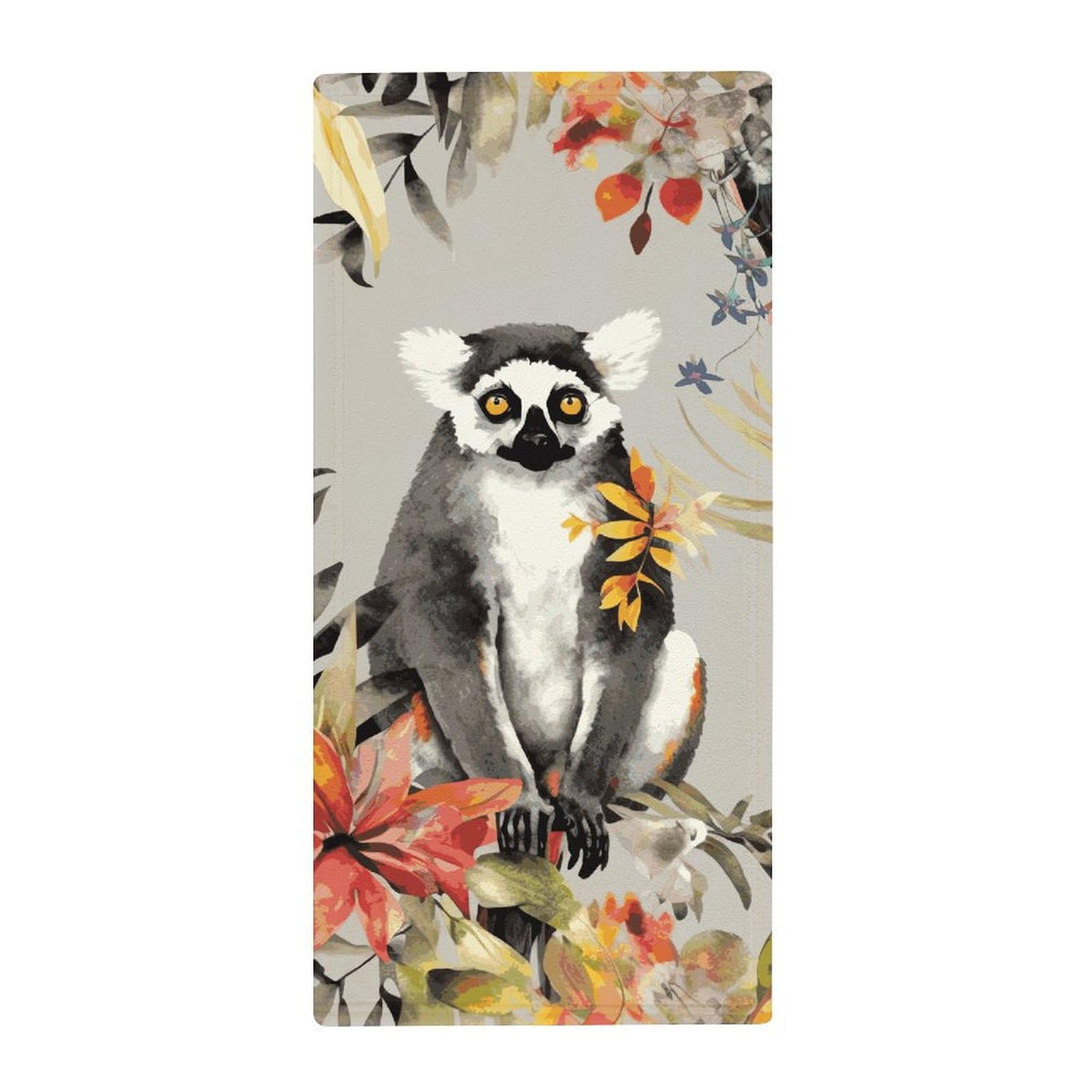 Serviette de bain microfibre sport absorbante motif lémurien fitness