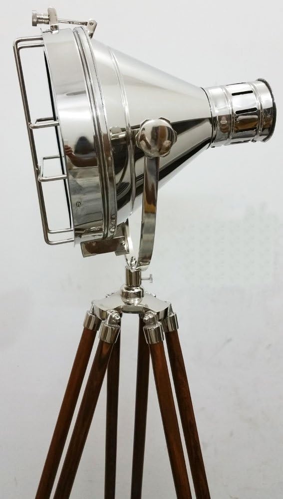 Nautical Desinger Chrome Spot Light Searchlight Studio Floor Lamp Designer Tripod Stand