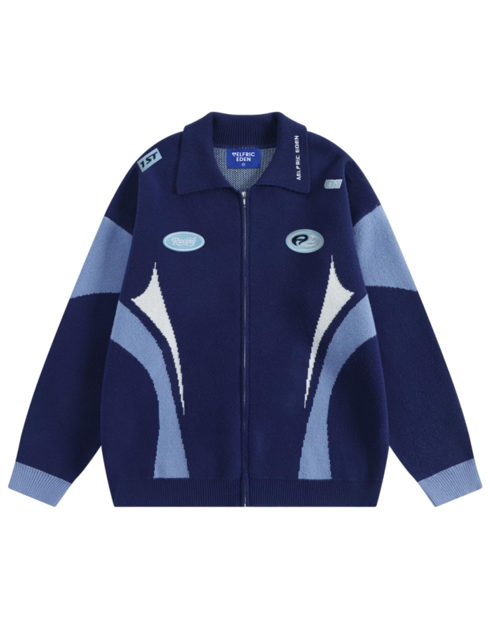 Aelfric Eden Cardigan Sweater for Women Men Racing Patchwork Zip Up Cardigans Graphic Casual Y2k 2025 Outfits