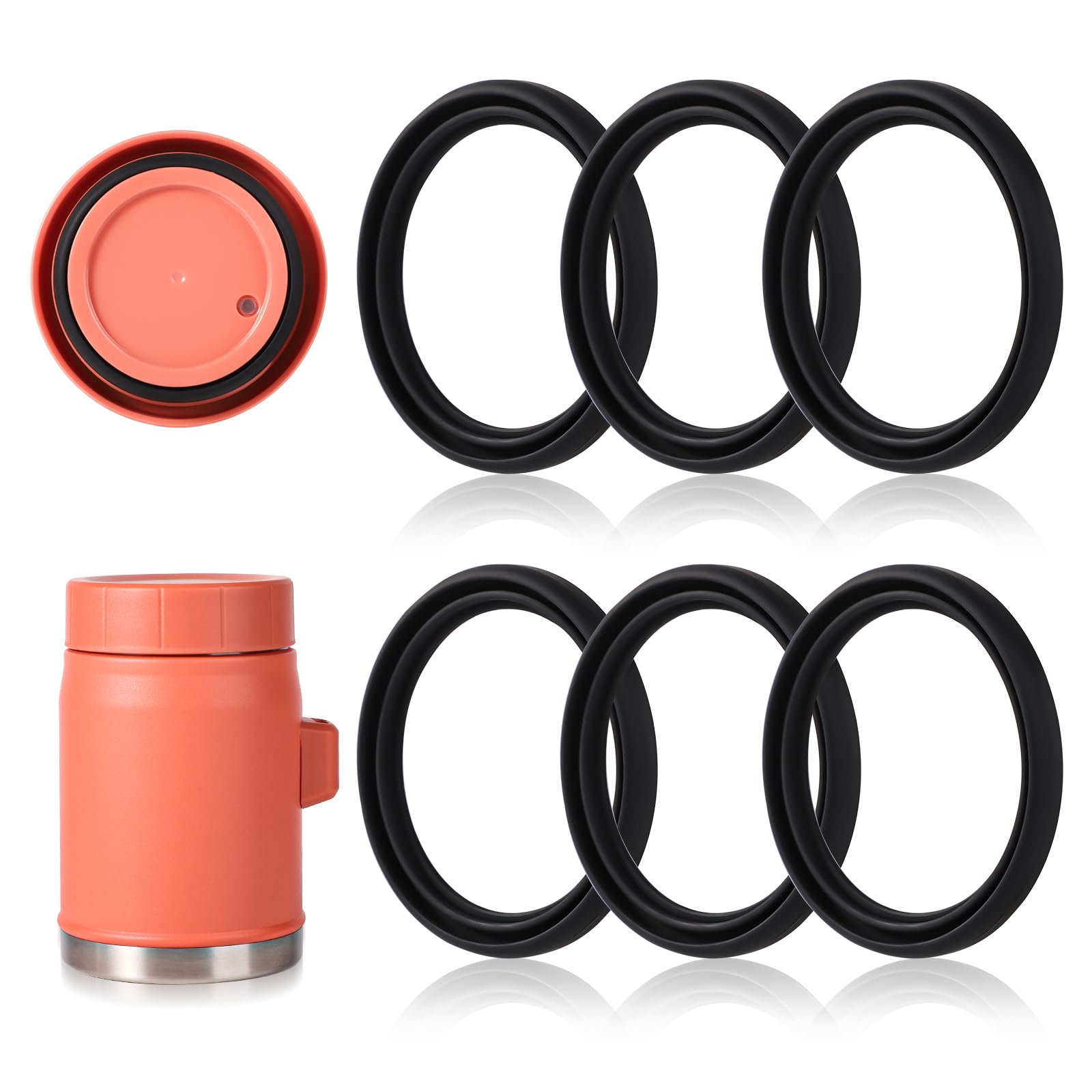 lasuroa 6pcs Food Jar Gasket for Stanley, Silicone Replacement Gasket Food Jar Gasket for Thermos Food Jar Replacement Parts Compatible with Stanley Heritage 14oz Food Jar