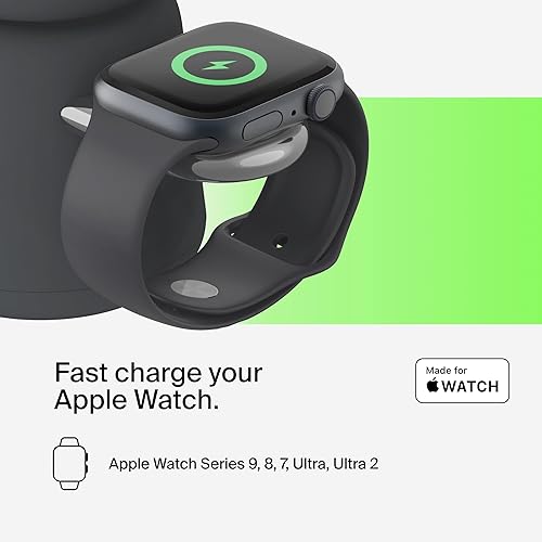 Miniatura 4 de Belkin Base de carga inalámbrica Qi2 2 en 1 de carga rápida de 15 W, cargador de iPhone compatible con iPhone 17, 16, 15, 14 y 13, AirPods y otros