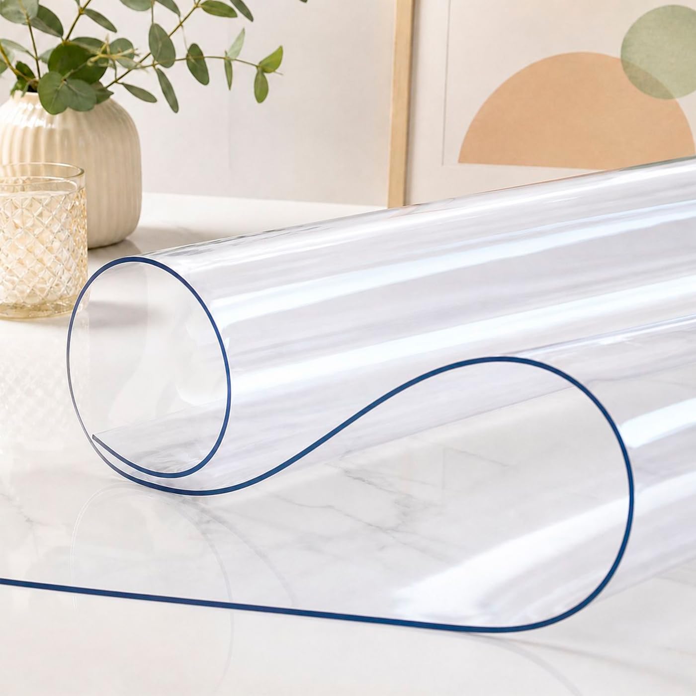 MERCURY TEXTIL – Protector de Mesa Transparente de PVC, Mantel Grueso 1,5 mm para Mesa Rectangular y Redonda, Impermeable, Resistente y Anti Manchas.(120 cm,Redondo)