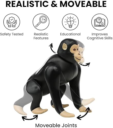 Miniatura 4 de Figura de juguete de mono, figuras de animales de safari, grandes, juguetes realistas de animales de zoológico para niños pequeños, figura de