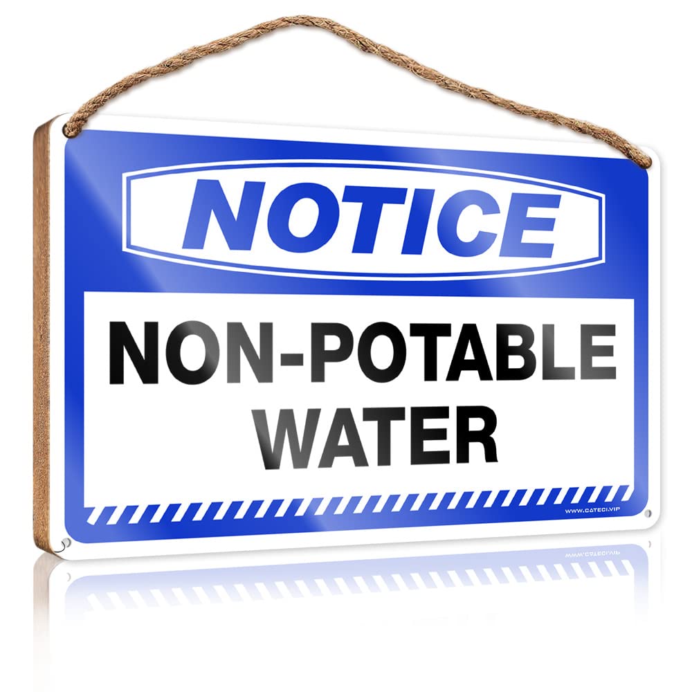HELIOFORGE Wood Plaque Sign Notice Non Potable Water Wooden Sign(23X35CM)