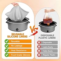 Vista 4 de ChefAid Revestimientos para Olla de Cocción Lenta, 100% Silicona Reutilizable, Accesorios de Inserción para Ollas de Cocción Lenta de 6-8 Cuartos