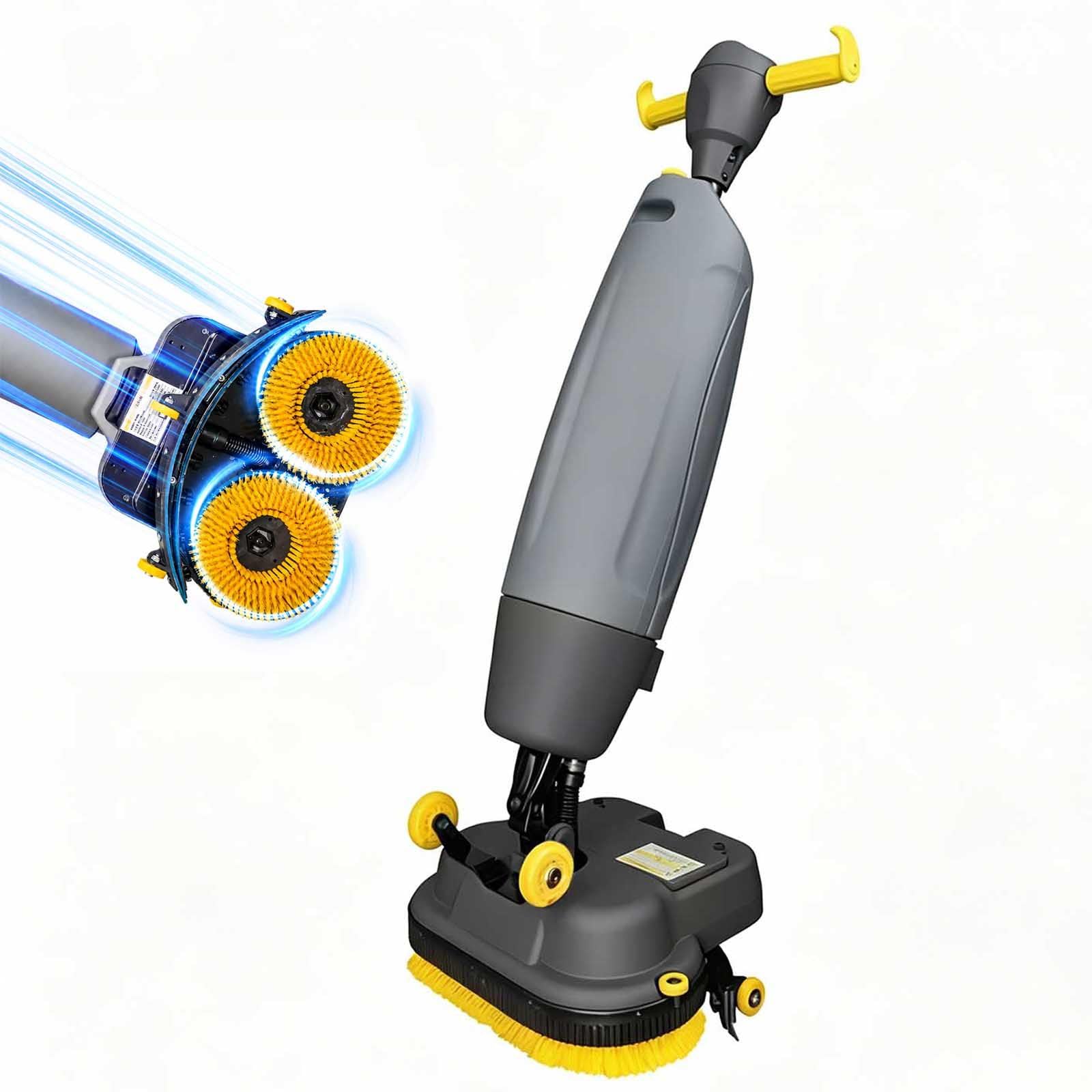 Fregadora De Suelos Comercial De 17,7" Con Disco De Doble Cepillo,Multifuncional, Con Rotación De 360°, Capacidad De Limpieza De 1200 Metros Cuadrados Por Hora, Ideal Para Oficinas, Almacenes