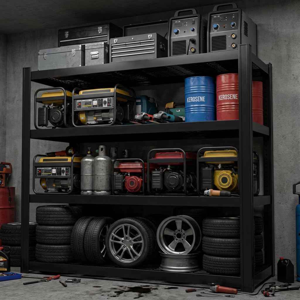 71" Wide Garage Shelving Unit, 71" W x 24" D x 71" H, Heavy Duty Garage Storage Shelves,2800 LBS Capacity, Industrial Adjustable Shelves for Basement Warehouse