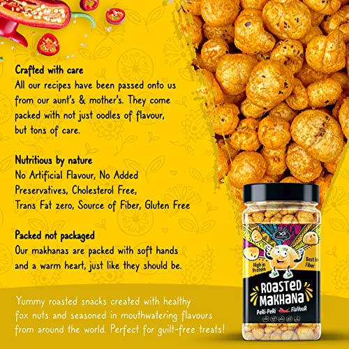 Image of Greenfinity Peri Peri Roasted & Flavored Crunchy Healthy Phool Makhana Snacks Jar - 90 Gram(Pack of 1)