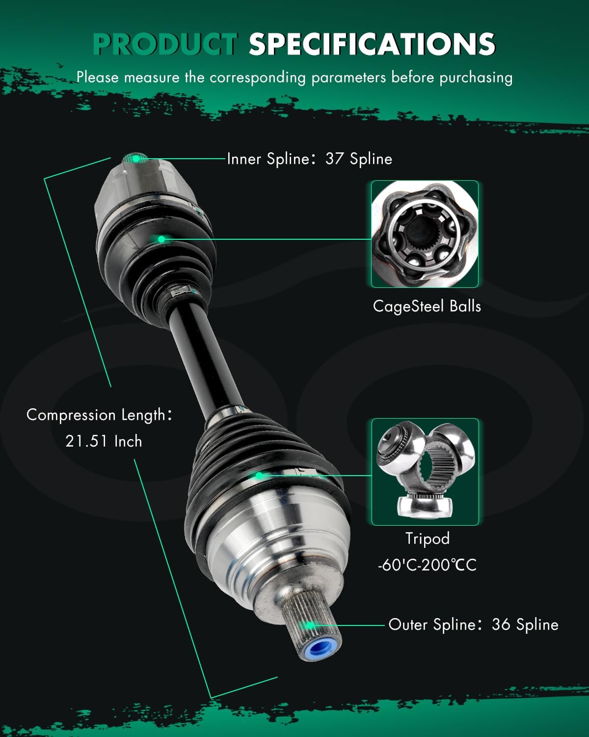 CV Axle Shaft Assembly Front Left Fit for Tiguan 2.0L 2018-2021