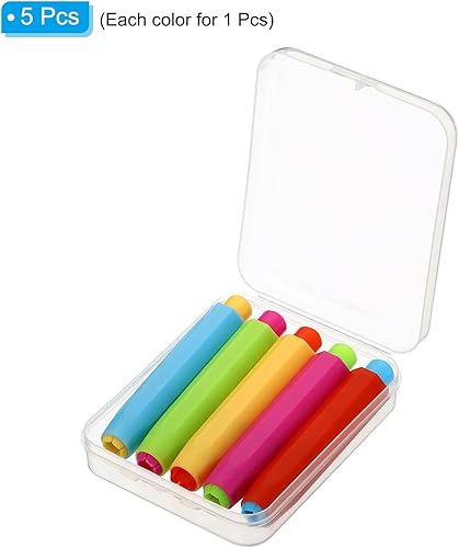 Miniatura 3 de PATIKIL Soportes para tiza, 5 unidades, portatarizas para acera, cubiertas coloridas, ajustables, clips de limpieza de tiza, juego de papelería de