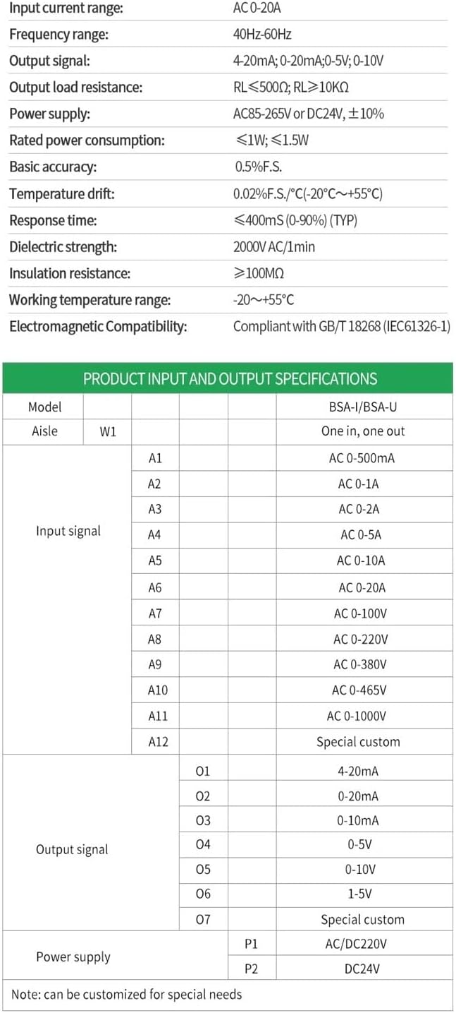 DC24V Current Transmitter Voltage Transducer 0-10A 0-200V to 4-20mA 0-10V RS485 AC Sensor(Input AC 0-500V-RS485)