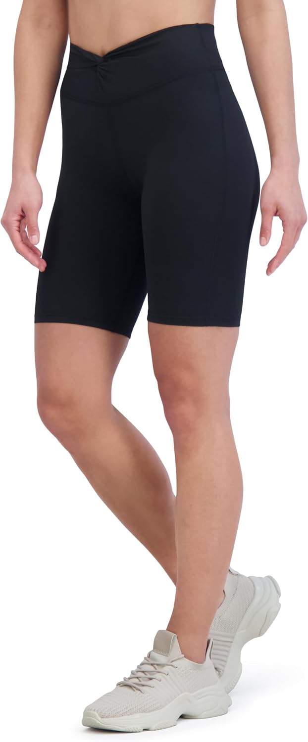 Sage Collective Women's Twist and Dip Studio Shorts – Soft Sanded Fabric, High Waist Flattering Fit, Moisture Wicking