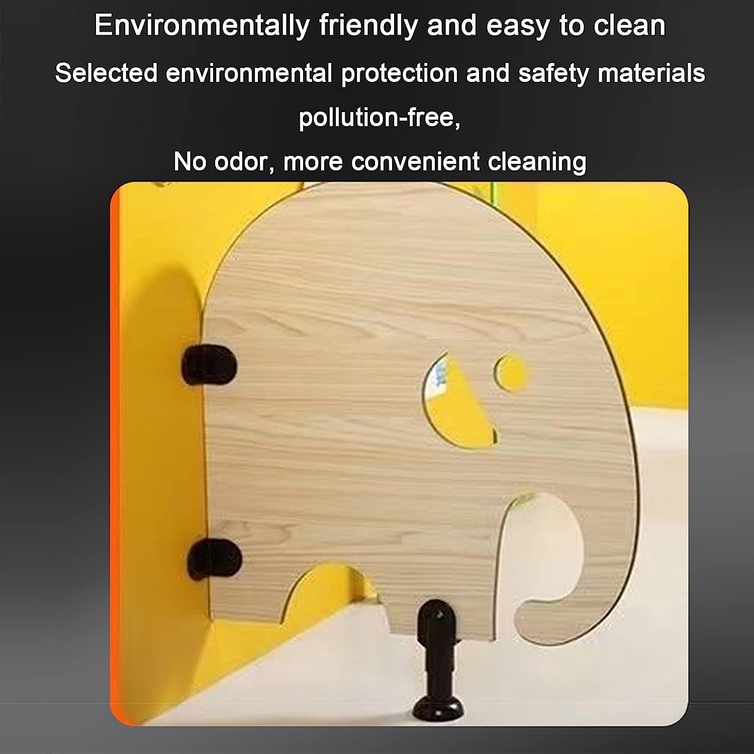 Children's Urinal Cartoon Privacy Screen Wood Sheet Divider, Kindergarten Toilet Privacy Partition Divider Screen, for Maximum Privacy and Cleanliness (Color : Wood Grain, Size : L