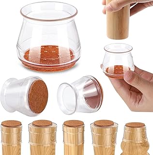 BLOCE 16Pcs Chair Leg Floor Protectors, Chair Leg Protectors for Hardwood Floors, Transparent Silicone Furniture Leg Caps ...