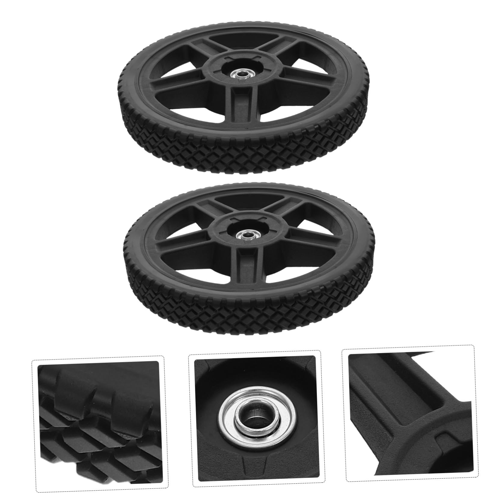 HANABASS 2 Pezzi Ruote per Tosaerba con PP Resistente e Corrosione Ruote in Plastica Antiforatura per Carrelli da e Rasaerba Trazione Posteriore da Robuste e