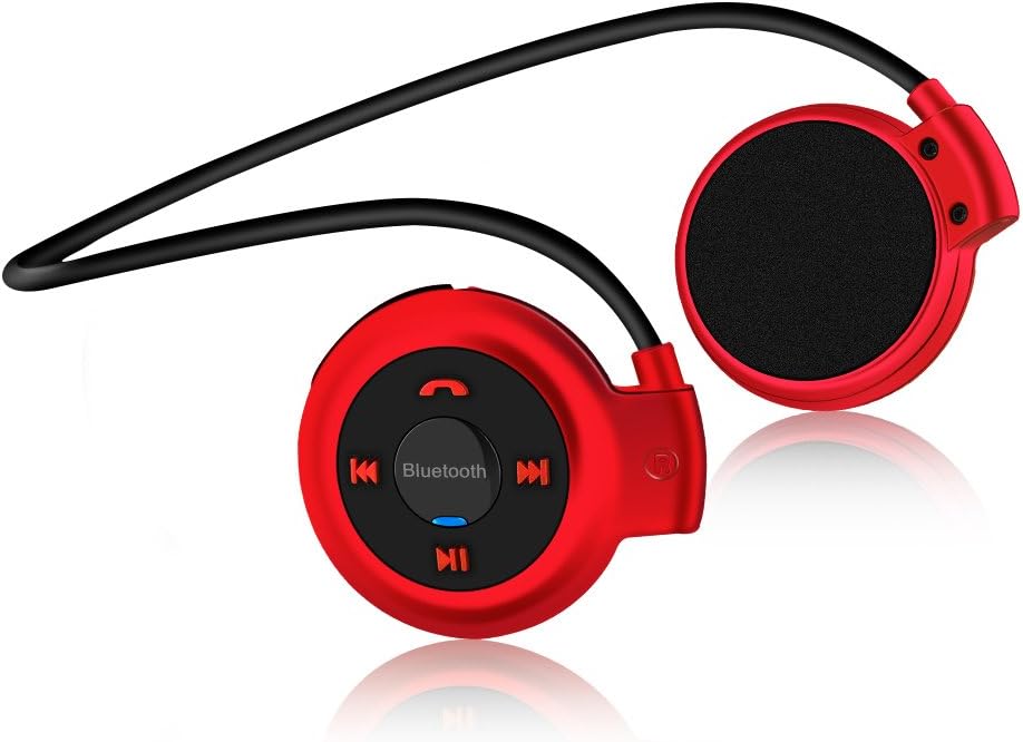 Vemont Bluetooth Headphones, Bluetooth 4.1 Wireless Earphones Stereo Comfortable Sports Headsets Built in Mic, Running Sweatproof On-ear Earphones Supports Micro-SD Card and FM Radio Function (Red)