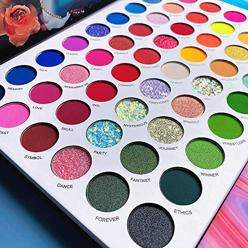 La Catrina Makeup Pallet Colorful Eyeshadow Palette 54 Color,Afflano Large High Pigmented Rainbow Eye Shadow Matte Shimmer Glitter,Bright Neon Aurora Glow Color For Women Girl Halloween Christmas Gift #TOP4