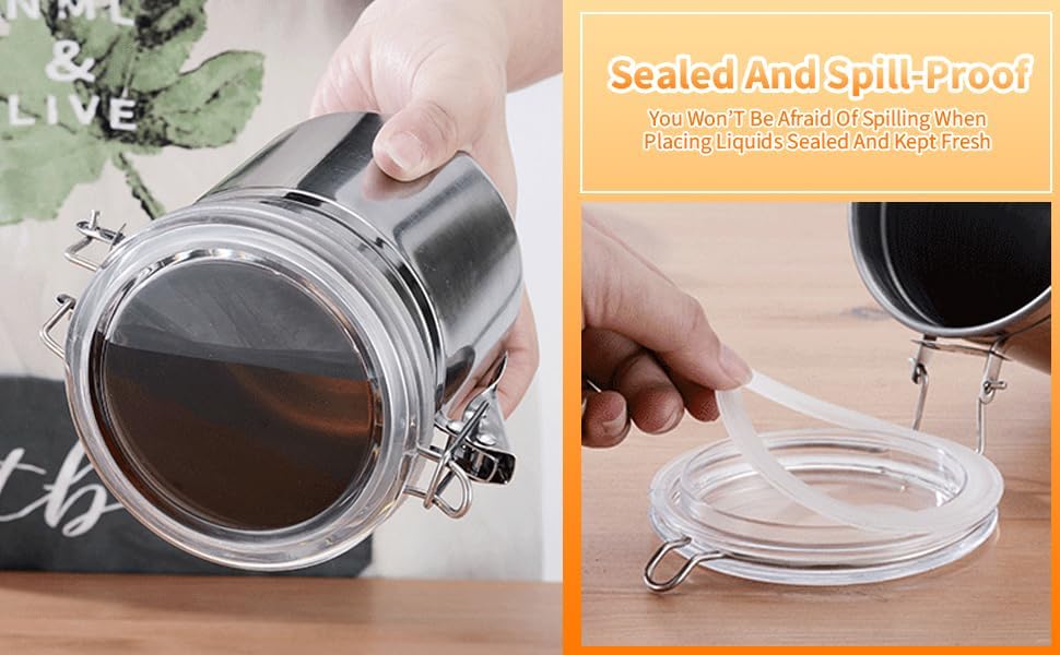 Miniatura 9 de Café de acero inoxidable, recipiente de almacenamiento de alimentos hermético grano de café B 5.1* 4.3 in tarro de té azúcar leche en polvo (B 5.1 *