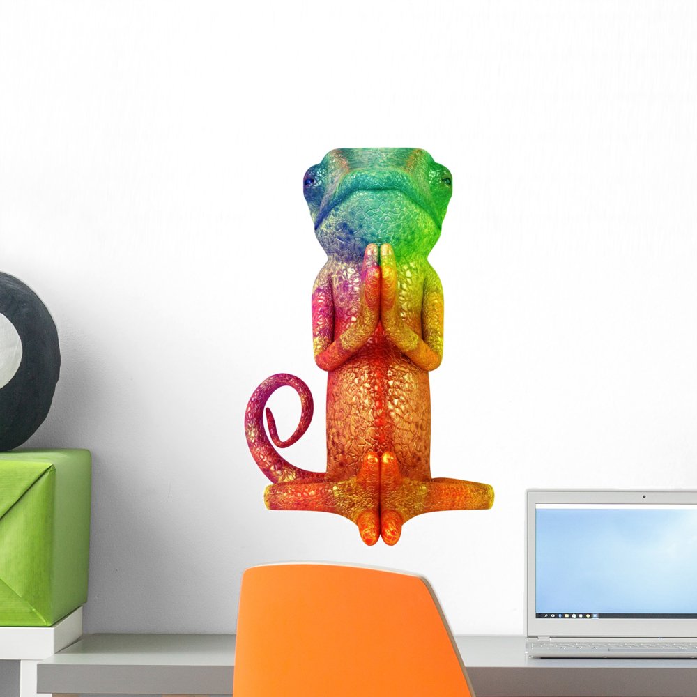 Wallmonkeys Zen Rainbow Chameleon Wall Decal Peel and Stick Animal Graphics (18 in H x 13 in W) WM124366