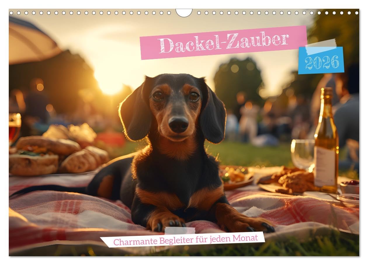 Dachshund magic - Charming companions for every month UK-Version (Wall Calendar 2026 DIN A3 Landscape), CALVENDO 12 Month Wall Calendar — image 1