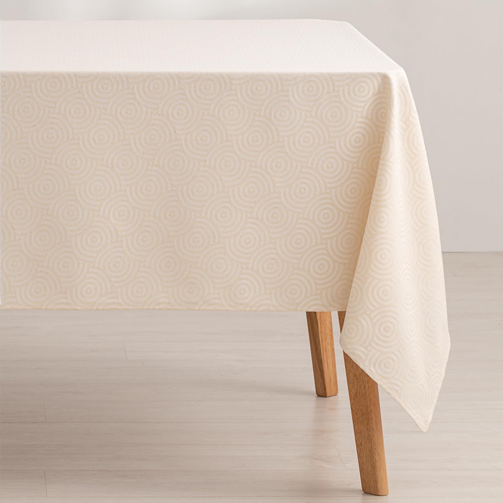 Gamusi Ecru Stain Resistant Tablecloth Rectangular Jacquard Waterproof Table 140 X 300 Cm, Fabric Touch, - Ring