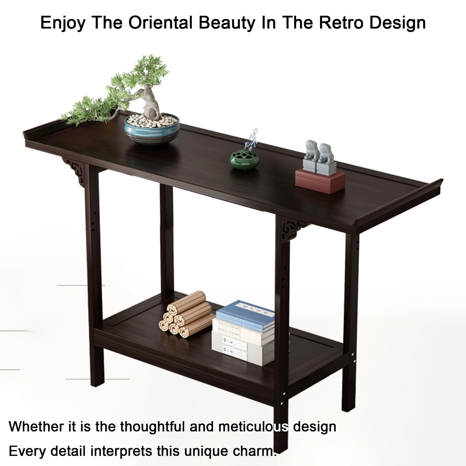 Consola Recibidor Estrecha, Mesa Entrada Recibidor con 2 Estantes, Ideal para Sala de Estar, Dormitorio, Balcón y VestíBulo(50x100x33cm/20x39x13in)