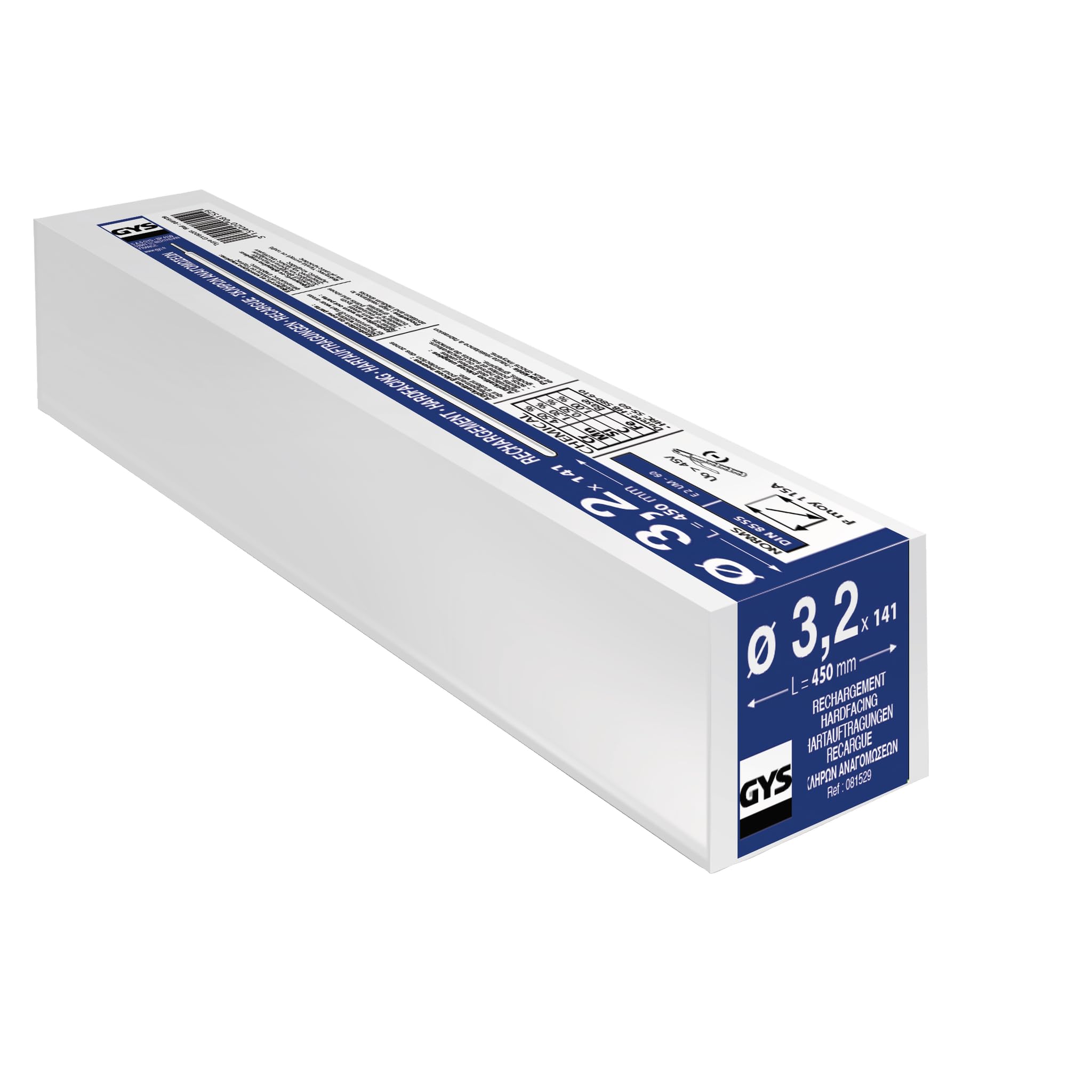 GYS, Métal d'Apport MMA, 141 Baguettes/Électrodes de Soudage Enrobées Rutilo-Basique Spécial Rechargement Dur Ø 3,2 mm x 350 mm,