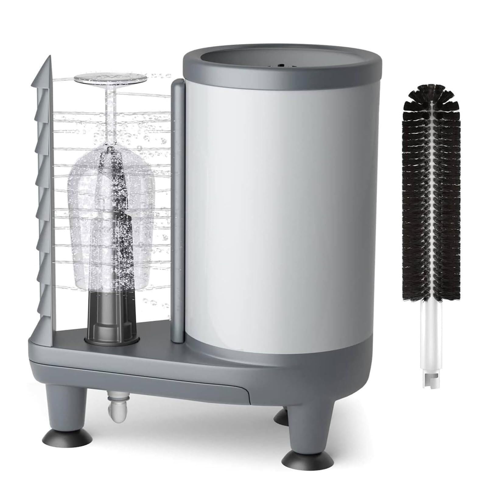 Lavadora de vidrio comercial, enjuague de limpieza de licuadora de vidrio, arandela de vidrio con cepillo de nailon de 360°, lavado fácil y rápido, para restaurantes, cafeterías y bares