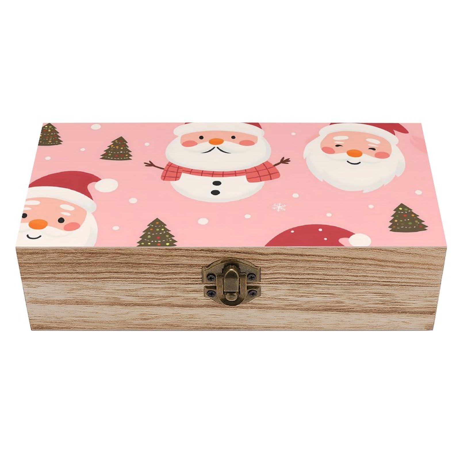 HLBSDM Funny Santa Claus & Snowman Retro Wooden Storage Box Jewelry Art Gift Boxs Decorative Keepsake Boxes