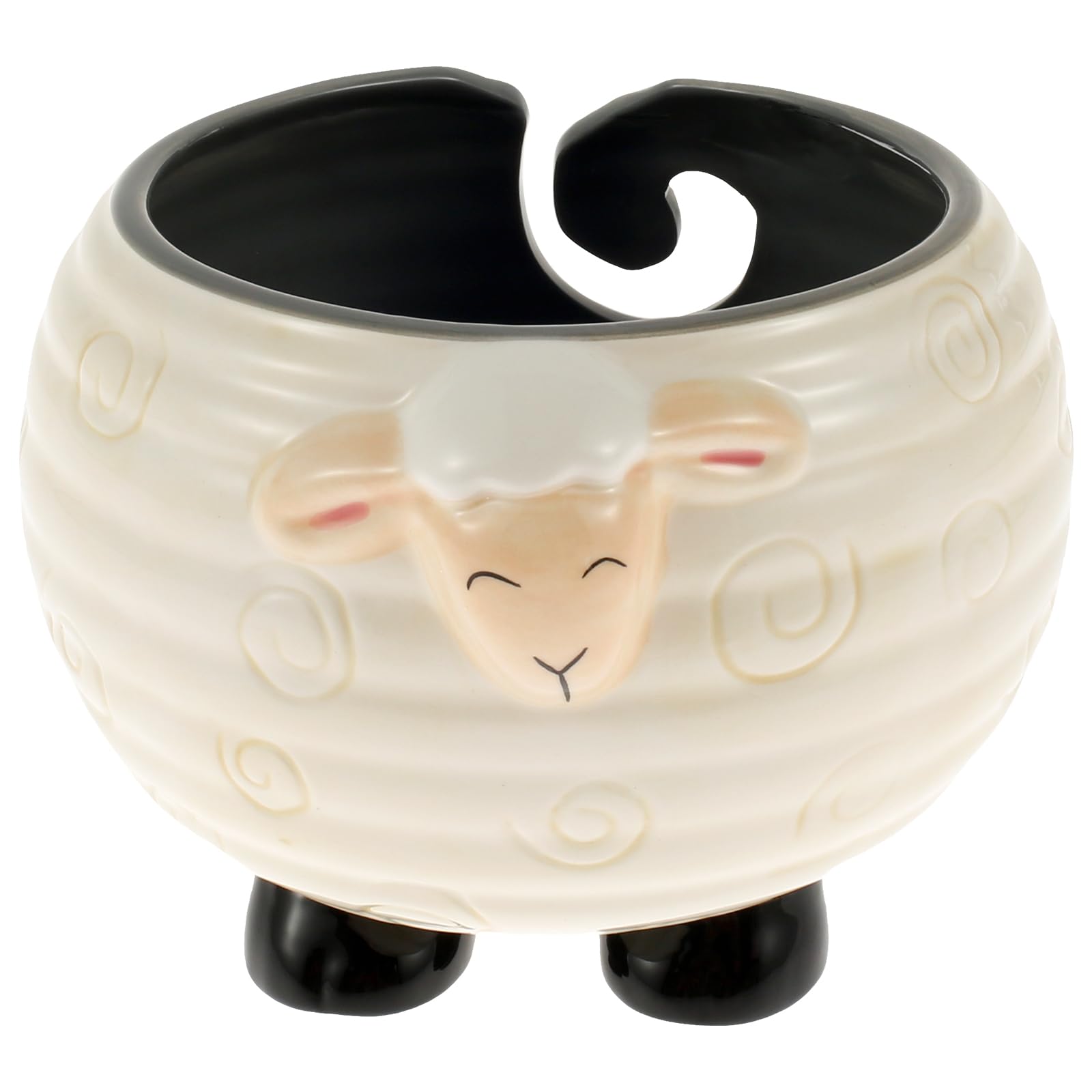 Ceramic Yarn Bowls for Crochet Knitting Yarn Ball Holder Handmade Craft Yarn Storage Cute Weaving Thread Bowl Portable Wool Storage Bowl for DIY Knitting Crocheting Accessories 14x12cm