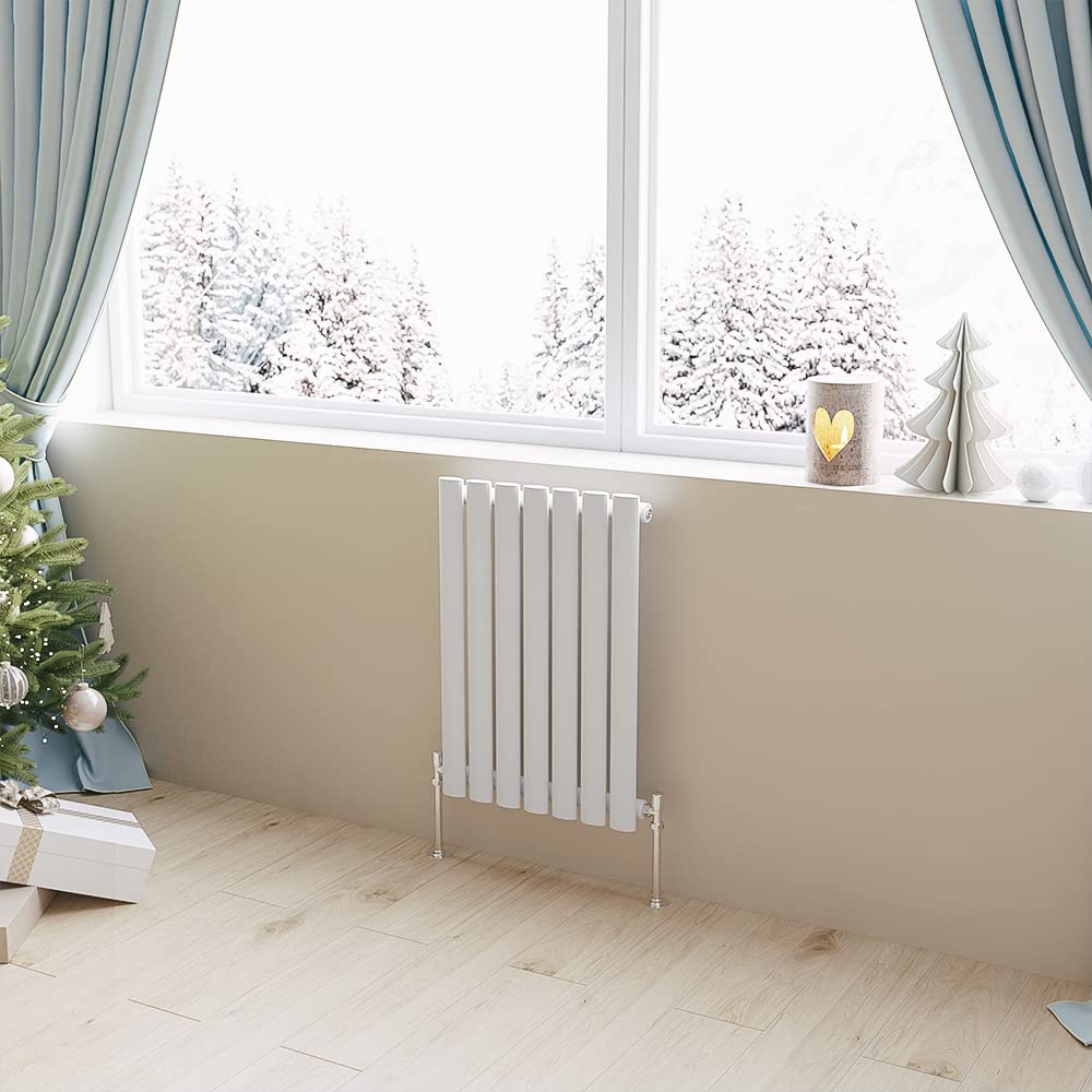 Huiyang Horizontal Radiator Oval Column Designer Central Heating Rad 600x413mm Single White
