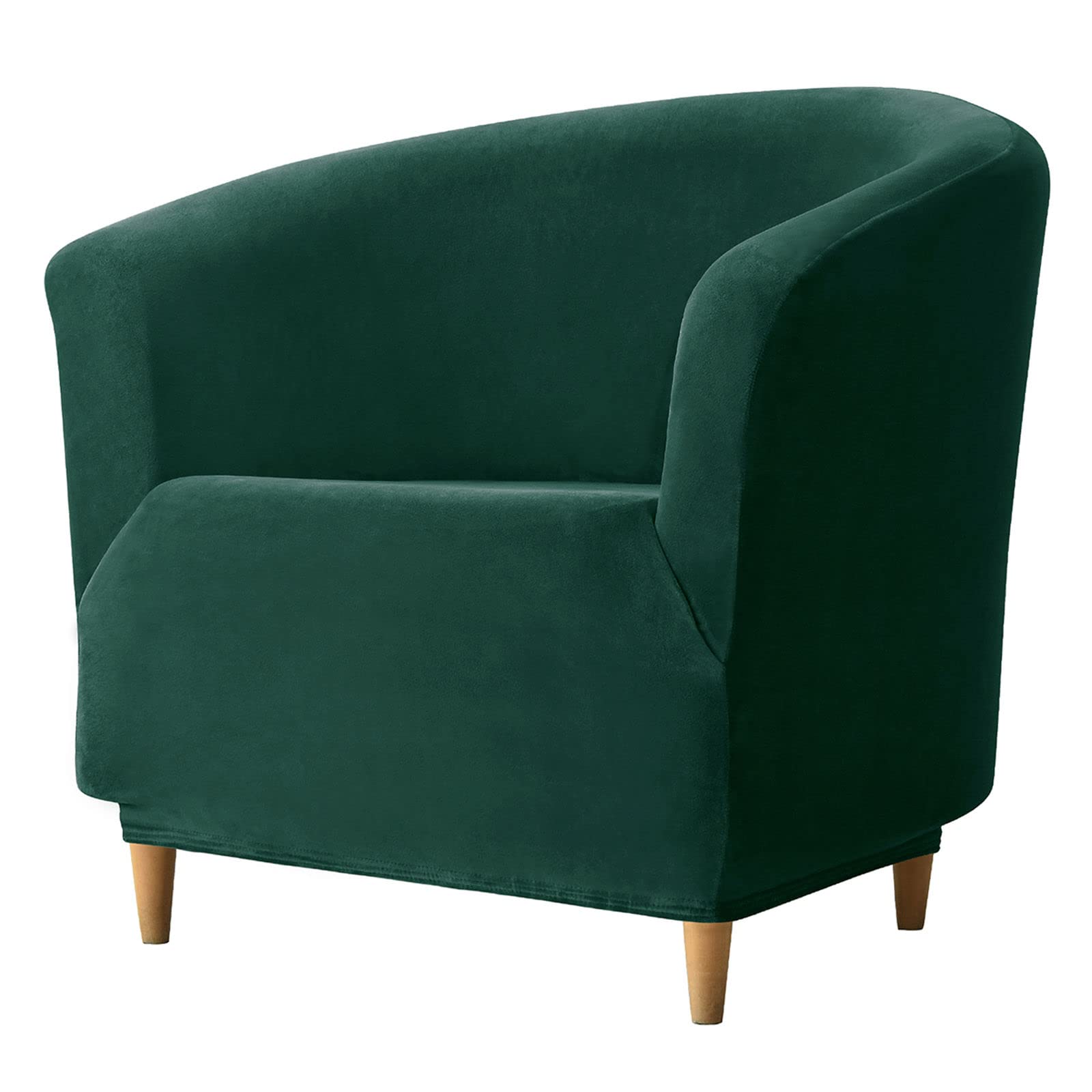 JHLD Velvet Club Chair Slipcover, Soft Tub Chair Cover Stretch Tub Chair Slipcover Couch Cover For Living Room Bedroom-Dark green-Club Chair