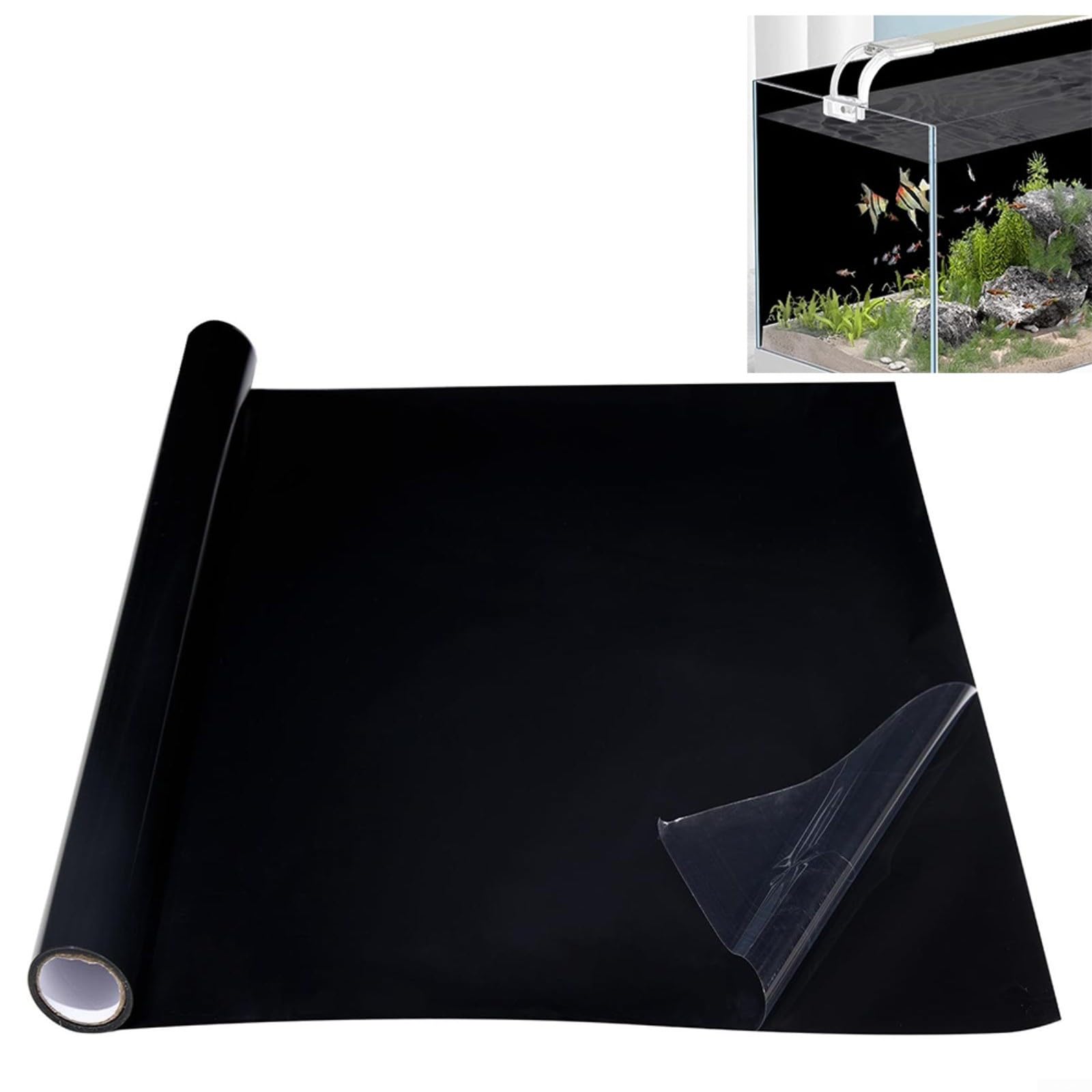 Sfondo per acquario adesivo nero statico in PVC per acquari (50 x 200 cm)