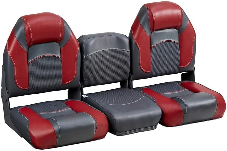 DeckMate 59"" Bass Boat Bench Seat Set - Charcoal And Blue