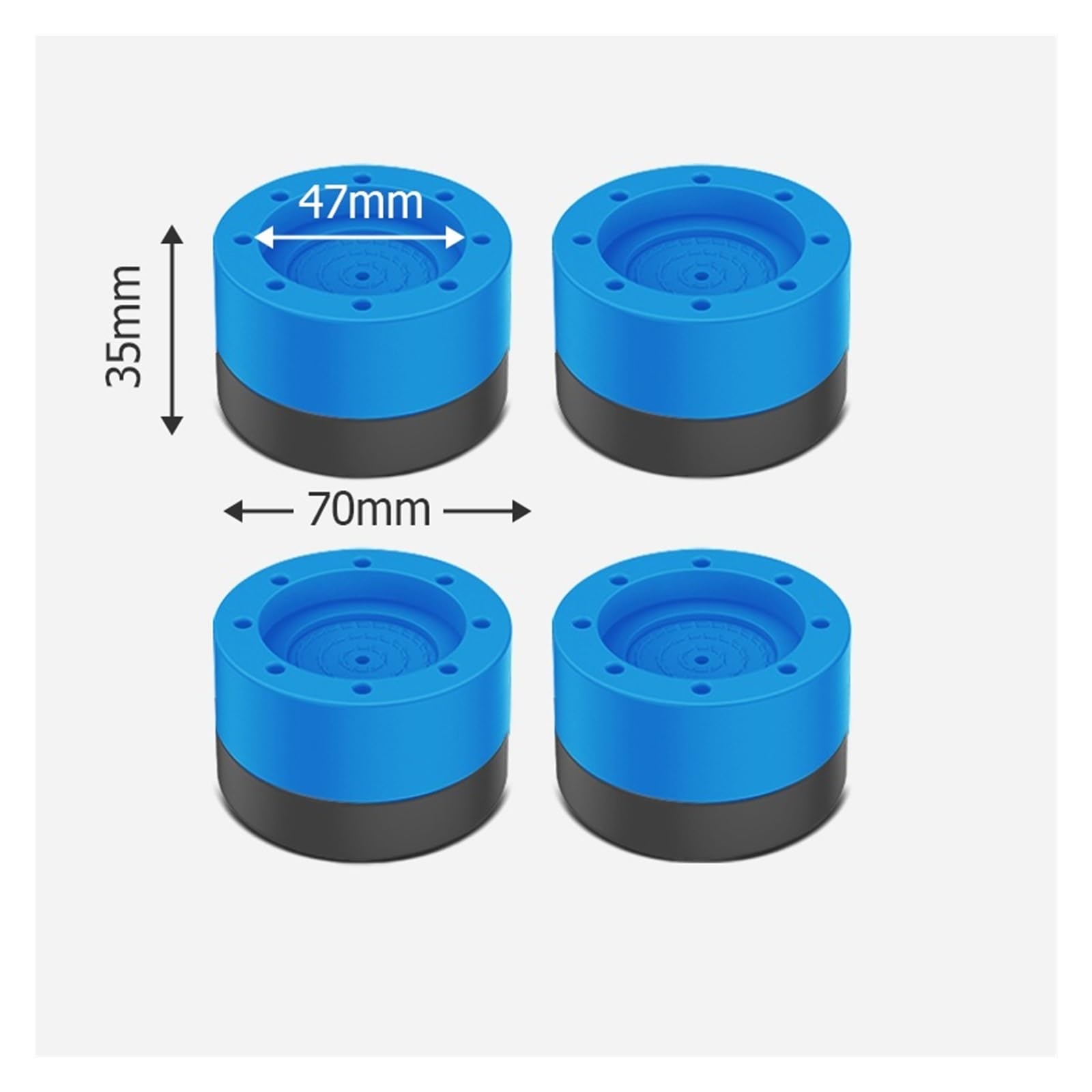 Piedini in gomma universali for lavatrice | Ammortizza e protegge i piedi della macchina, riducendo i danni da attrito sul terreno(4pcs Gray 60mm)