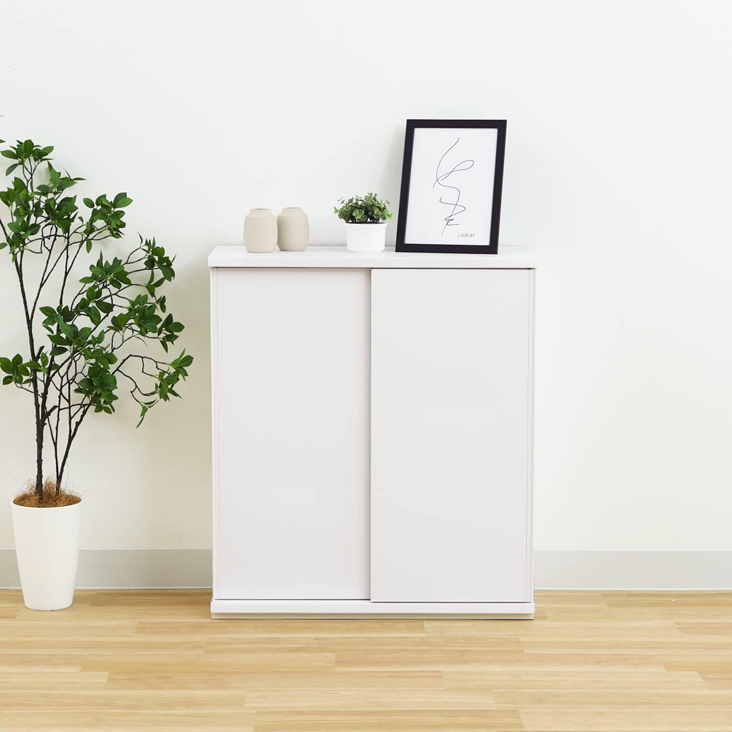 Shirai Sangyo PTS-8575SD WH Under Counter Storage, Width 29.5 inches (75 cm), Depth 11.6 inches (29.6 cm), Height 33.5 inches (84.9 cm), Sliding Door Type