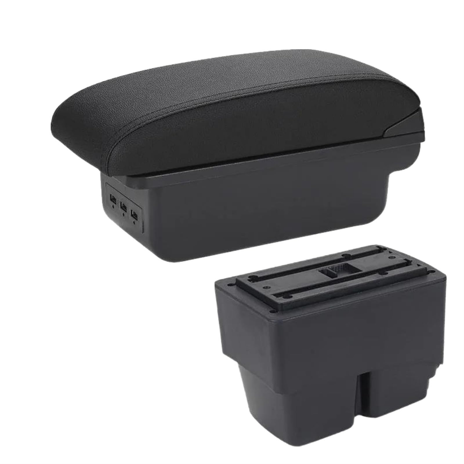 Auto Armsteun Doos voor Ford Fiesta MK7 2009-2017, Veel Opbergruimte Eenvoudig te Installeren, Interieur Auto Styling Accessoire, C/Black-white-NOUSB