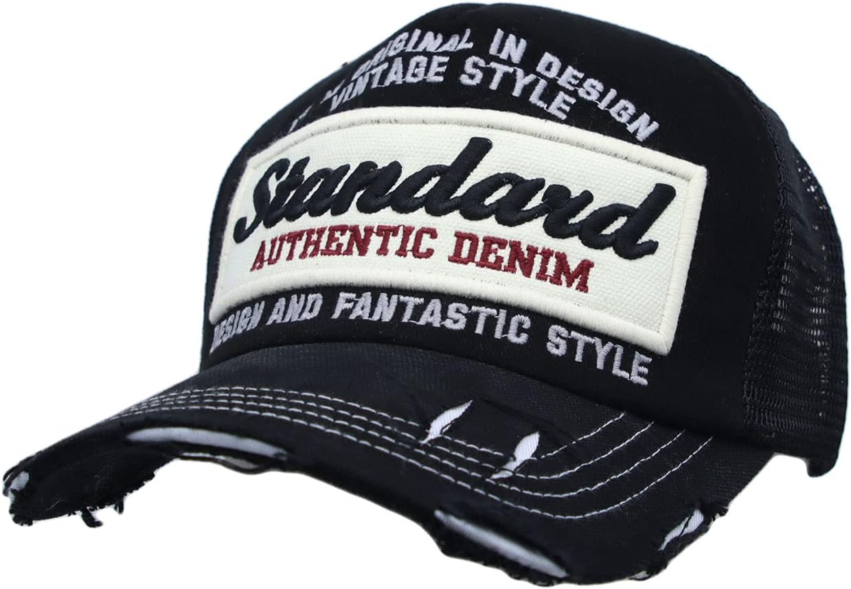 WITHMOONS Standard Embroidery Vintage Mesh Trucker Baseball Cap KR11346