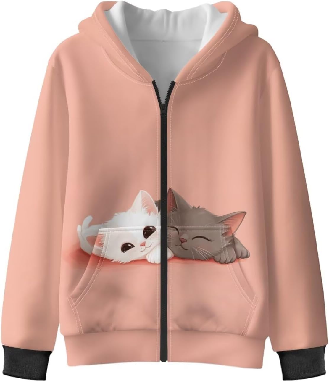 Ystardream Cute Girls Zipper Hoodie with Kangaroo Pockets Fleece Lined Sweatshirts