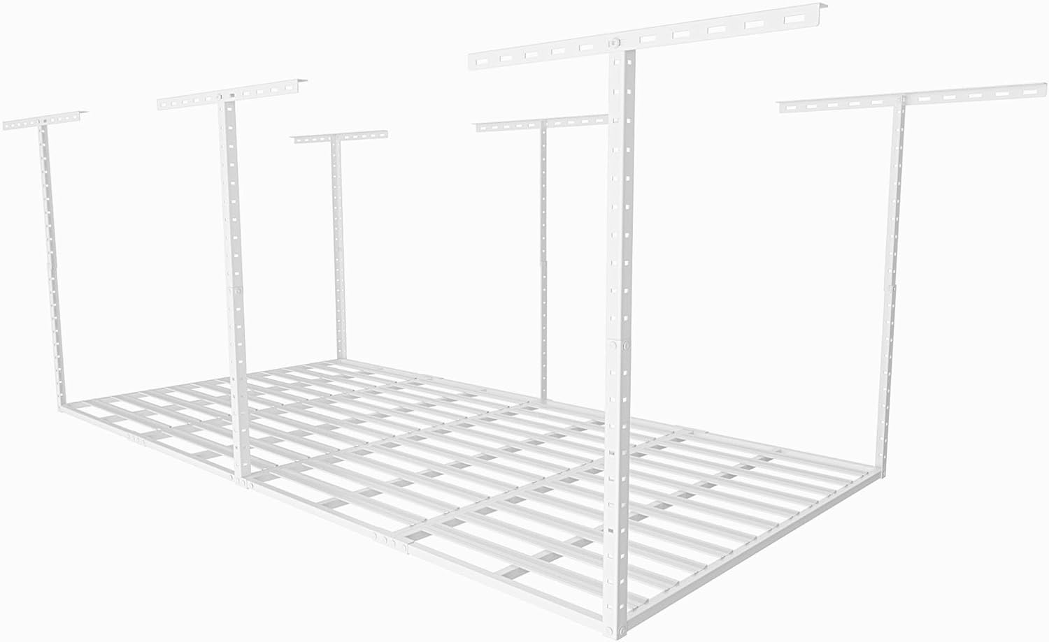 SunsGrove 4x8 Overhead Garage Storage Rack Organization, Adjustable Ceiling Mounted Storage Racks, 800LBS Weight Capacity, 22"-40" Ceiling Dropdown, White