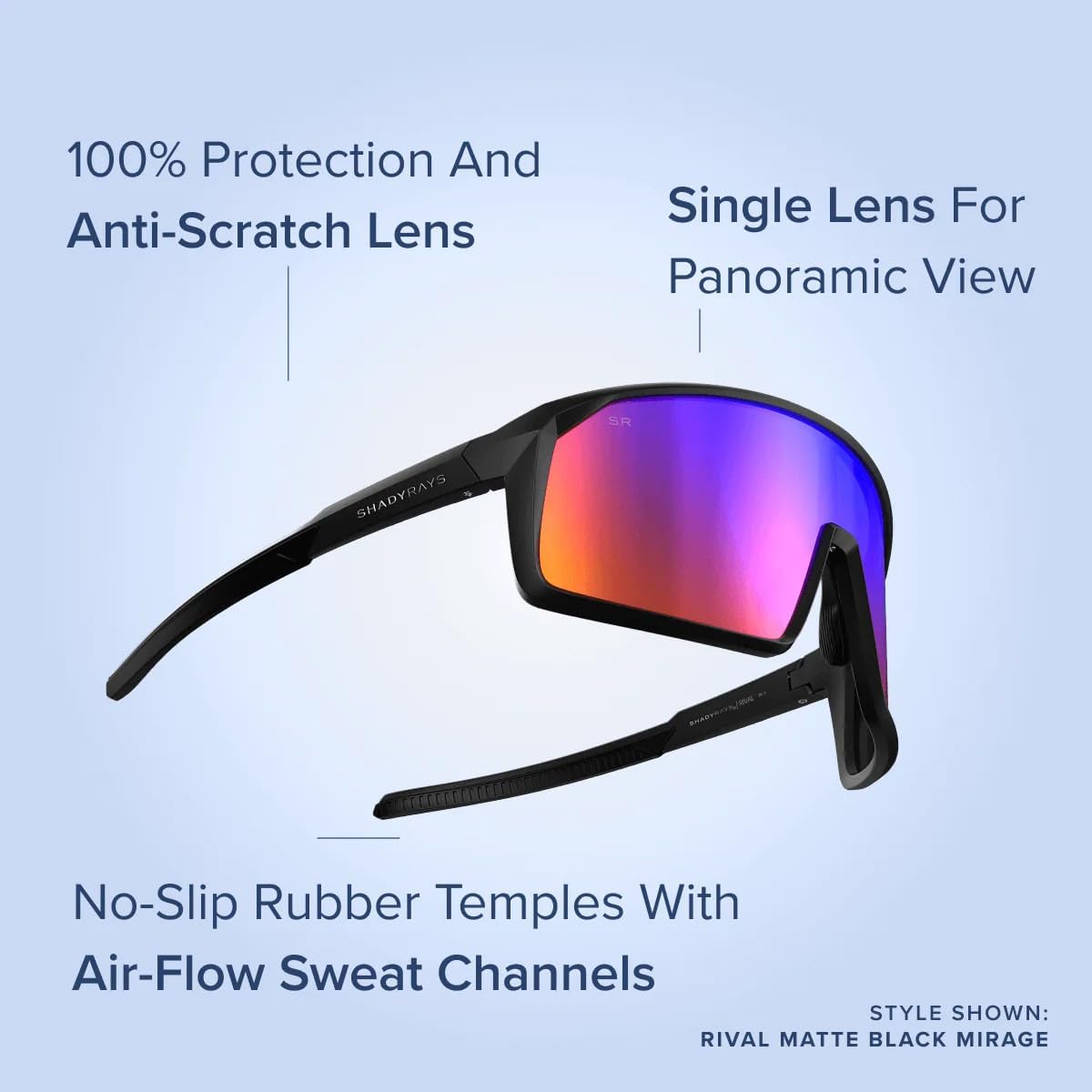 Shady Rays Rival Mens | Single Lens Shield Panoramic Polarized Sunglasses - Image 6
