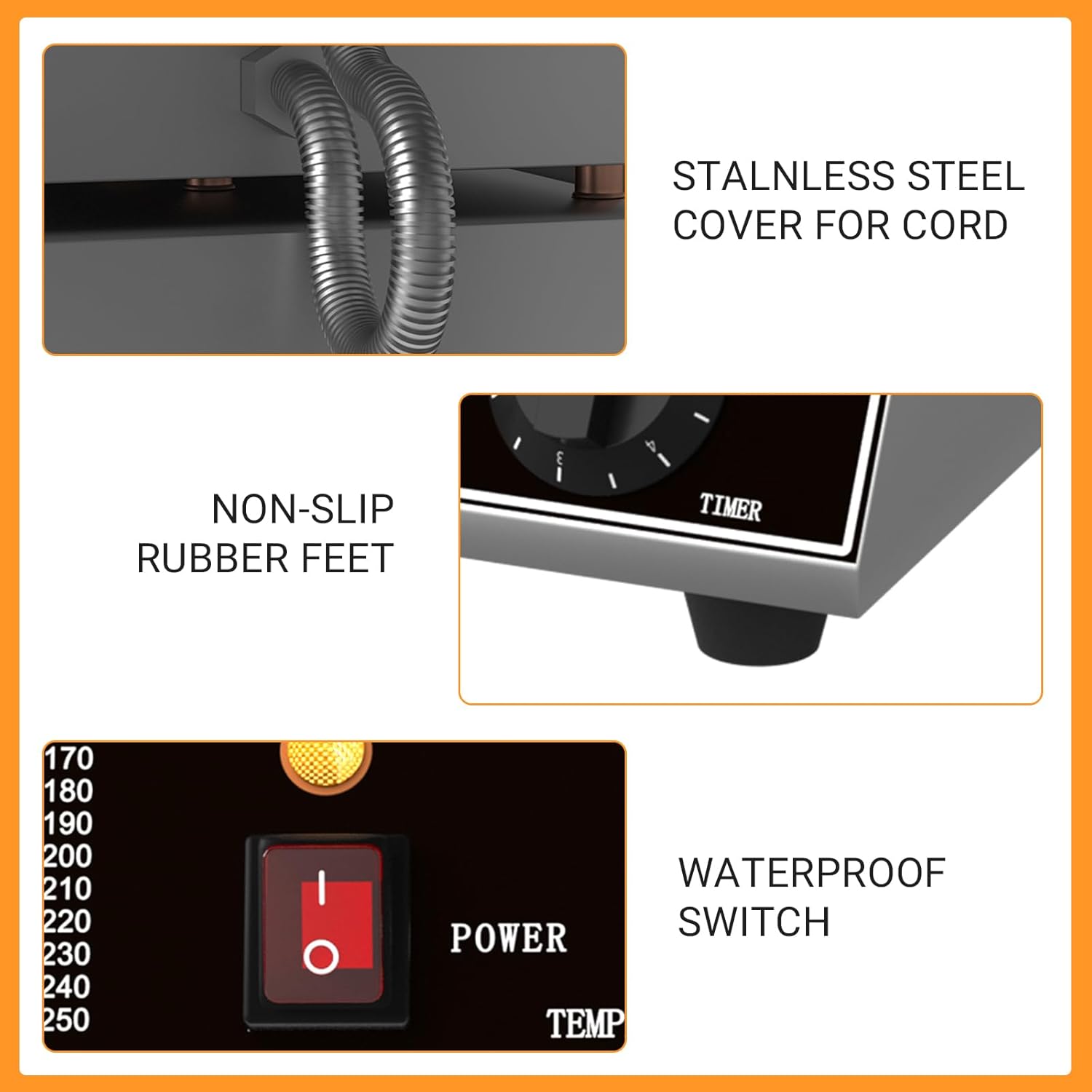 Commercial Waffle Maker for Home and Restaurant, 2400 W Nonstick Waffle Iron, Double Head Stainless Steel Waffle Maker, No Rotation