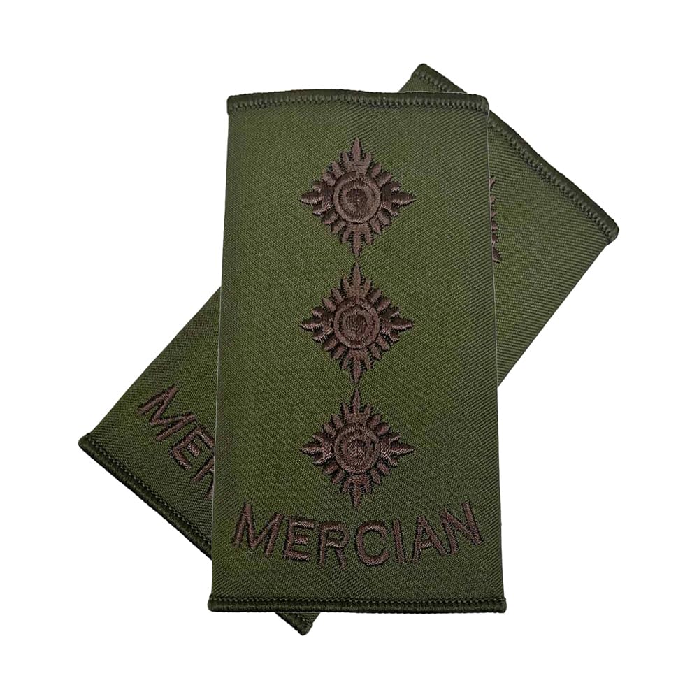 Cl Distribution Unisex Brown On Olive Pair Of Mercian Regiment Rank Slides - Captain Epaulettes
