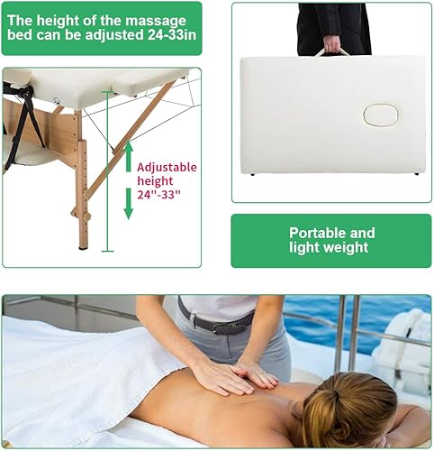 Miniatura 5 de Mesa de masaje portátil cama de masaje para spa de altura ajustable 77 pulgadas de largo x 28 pulgadas de ancho plegable en 2 hecha de poliuretano