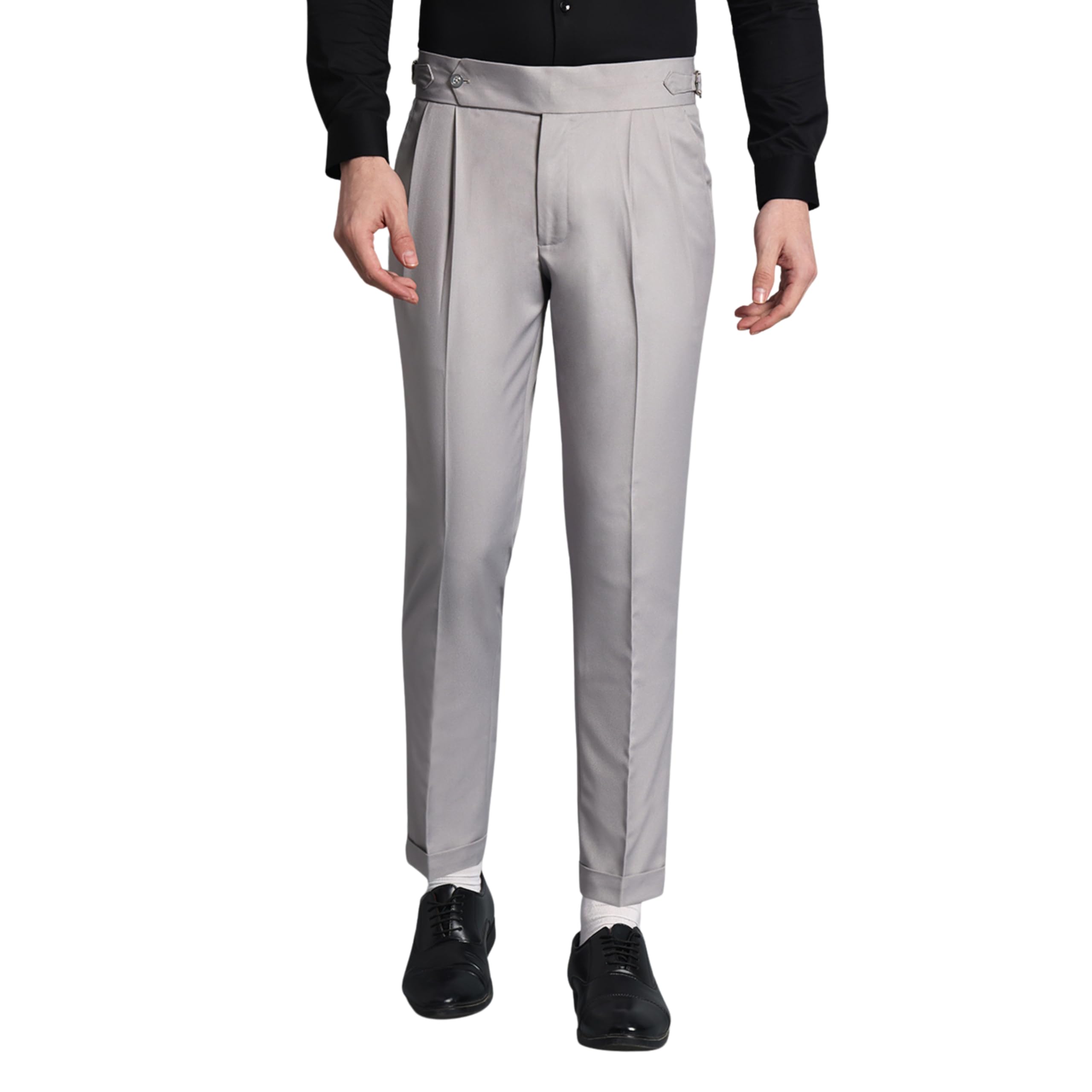 viva trendz Men's Formal Trousers Front Pleated Single Button Gurkha Lycra Pant Slim Fit | Stylish Formal Pant (in, Numeric, 34, Grey)-picture-26